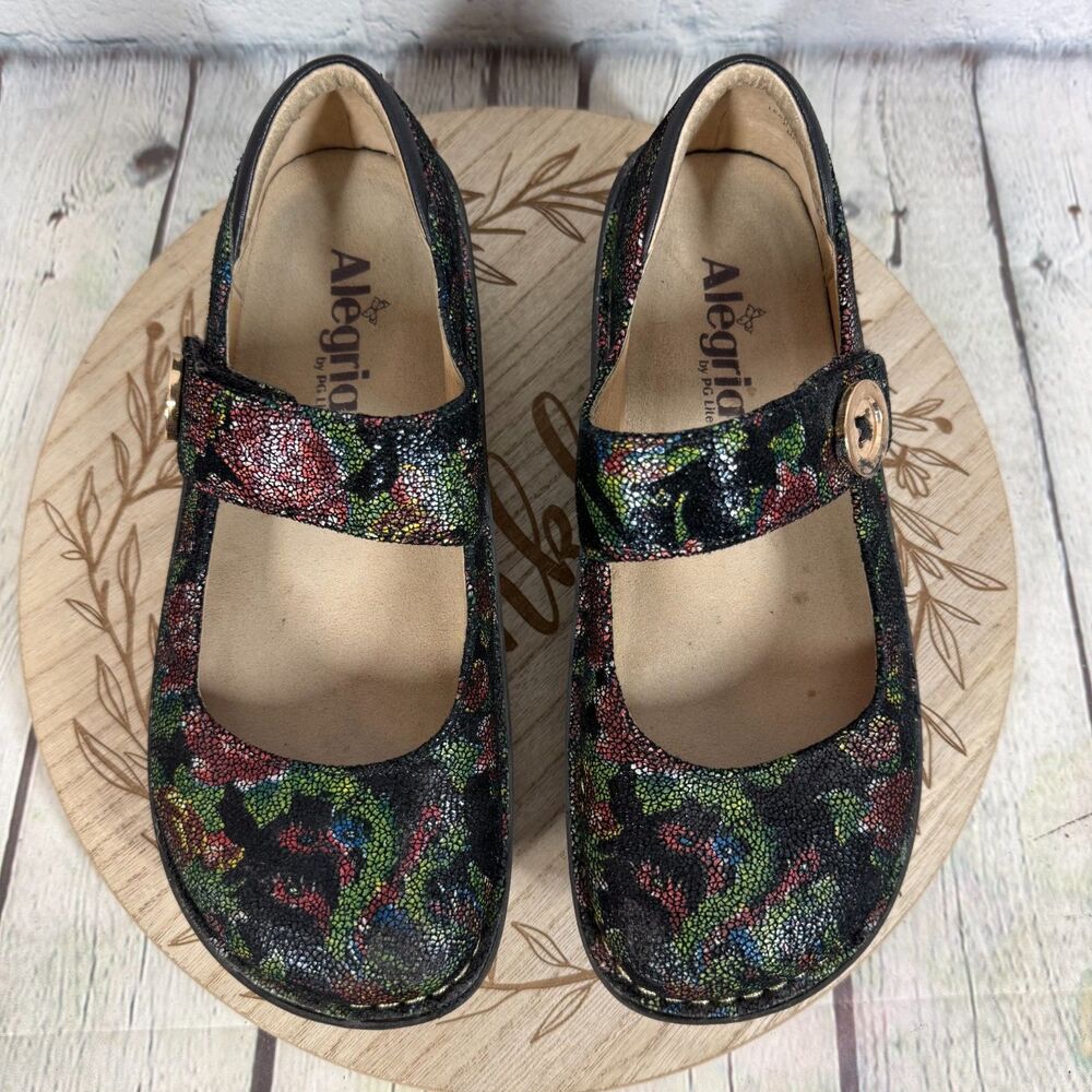 Alegria PG Lite Pal-315 Paloma Mary Jane Clogs Women 6.5-7 US EU 37 Floral Shoes